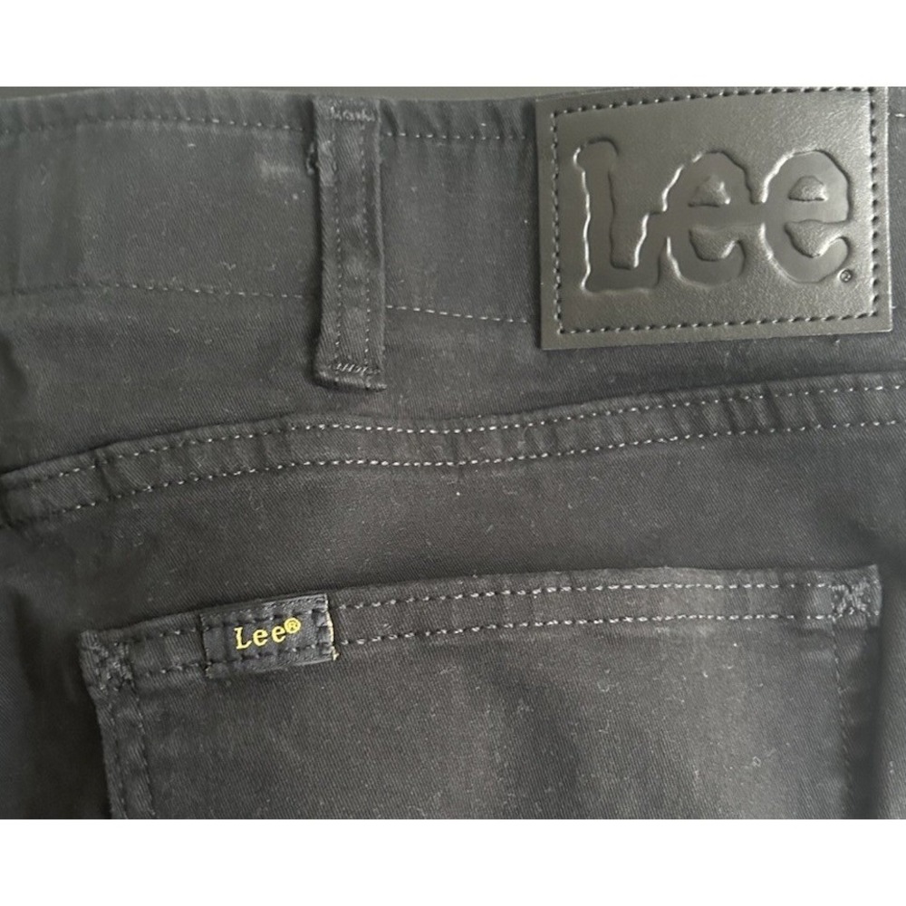 Lee‎ Slim Straight Logo Black Men Size 36x34 Denim Jeans Minimalist Western - Picture 4 of 7